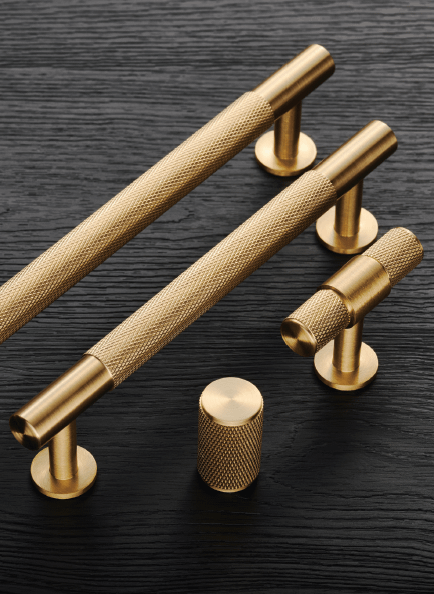 Solid Brass Knurled Cabinet Handles & Knobs.